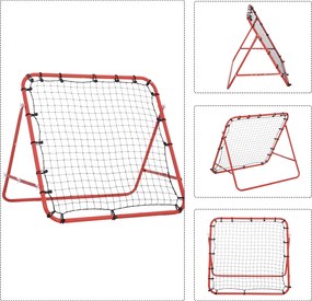 Rebounder Piłkarski HOMCOM z Regulacją Kąta - Wzmocnione Powrótne Ściany do Treningów Piłkarskich, Metal i Tkanina PE, Czerwony