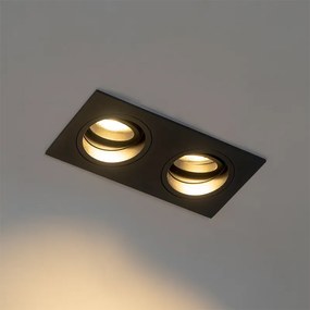 Kwadratowy reflektor wnękowy czarny regulowany 2-światła - Chuck