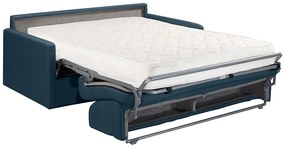 Kanapa 2-osobowa rozkładana z weluru CALIFE - Kolor granatowy - Łóżko 120  cm - Materac 18 cm