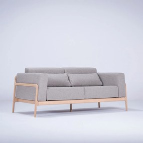 Szara sofa z konstrukcją z litego drewna dębowego Gazzda Fawn, 180 cm
