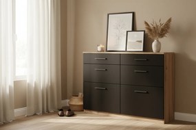 Komoda Keri 19 100 cm z szufladami - dąb craft tabacco / czarny mat - Wyprzedaż