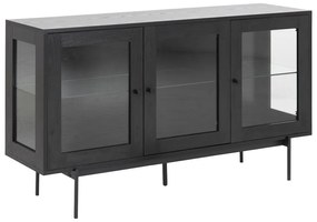 Czarna witryna w dekorze jesionu 140x82 cm Angus – Actona