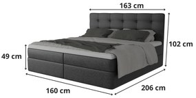 Wygodne i nowoczesne łóżko kontynentalne BRUNO 160cm - jasnoszare