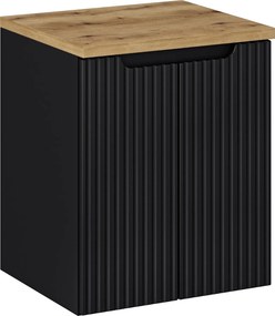 Szafka umywalkowa 2-drzwiowa Nova 50 cm z blatem, czarny mat/ dąb coast evoke
