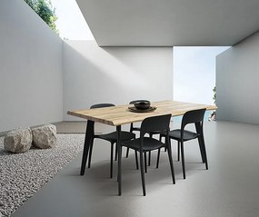 Stół drewniany dębowy z czarnymi metalowymi nogami 160x90 - ALICUDI