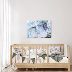 Obraz - Kwiatowy fresk na ceglanej ścianie (70x50 cm)