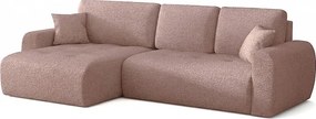 Stylowy narożnik rozkładany lewostronny  IVO XL 280x142 cm w tkaninie CENTAUR 5 pudrowy róż