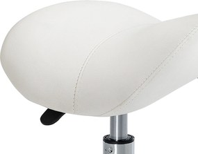 HOMCOM Taboret Kosmetyczny Kremowy Stołek Roboczy z Regulacją Wysokości 52x53x49-61cm Biały | Aosom PL