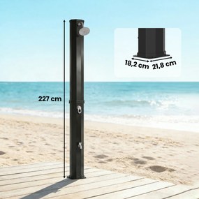 Outsunny Prysznic solarny 60 l prysznic ogrodowy z obrotową deszczownicą i kranem, regulacja temperatury | Aosom PL
