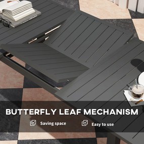 Outsunny Rozszerzany Stół Ogrodowy z Aluminium 160/220x90 cm Odporny na Warunki Atmosferyczne, Szary