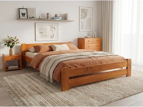 Łóżko Laura 160x200 cm, olcha Stelaż: Bez stelaża, Materac: Materac Deluxe 10 cm