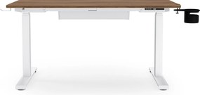 Biurko elektryczne z regulacją wysokości ergonomiczne białe/orzech,1200x600 mm: ARIA