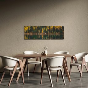 Obraz leśnego jeziora (z zegarem) (90x30 cm)