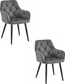 Krzesła do jadalni Valora LUKK – ciemnoszary aksamit z czarnymi nogami x 2