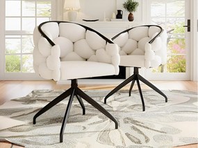 Zestaw 2 aksamitnych krzeseł obrotowych - nowoczesny styl - beżowy