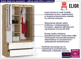 Skandynawska szafa z lustrem dąb artisan + biały Zana