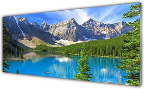 Szkło do Kuchni na Ścianę Leśne Jezioro u Stóp Gór