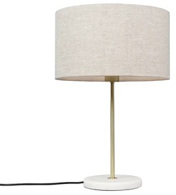 Lampa stołowa mosiądz z szarym kloszem 35 cm - Kaso