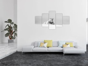 Obraz - Niedźwiedź polarny, czarno - biały (125x70 cm)