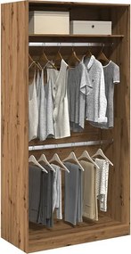 Ręcznie wykonana szafa dębowa 100x50x200 cm z drewna inżynieryjnego, kompaktowy design i 2 przestronne przegródki