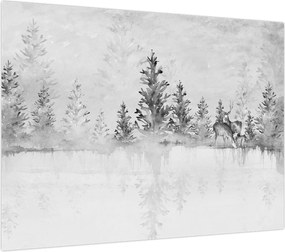 Obraz na szkle - Jeleń nad jeziorem (70x50 cm)