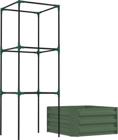 Outsunny Wysokie Łóżko Ogrodowe z Podporą do Pnączy Zielona 61x61x140cm | Aosom PL