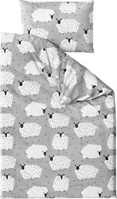 PrzytulneMieszkanie.pl PrzytulneMieszkanie.pl Pościel bawełniana SHEEP POLY szara Rozmiar pościeli: 2 szt 70 x 90 cm | 200 x 220 cm