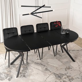 Stół Okrągły Rozkładany LUGO 90-190 cm Czarny Loft