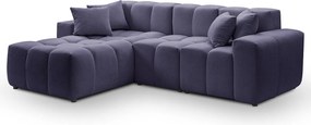 Emporius Napoli narożnik do salonu - gruba pianka, miękki narożnik w nowoczesnym stylu - lewostronny, tkanina aksamitna, niebieski (Komodo 50)