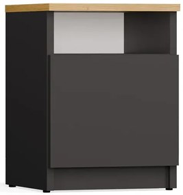 Nowoczesna szafka nocna antracyt + dąb artisan A6-P25