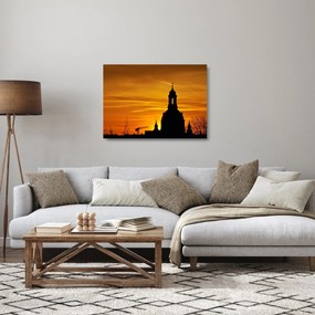 Obraz na szkle - kościół o zachodzie słońca (70x50 cm)