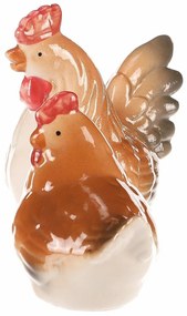 Ceramiczna dekoracja Kurka i kogut, 8 x 8 x 6 cm,zestaw 2 sztuki