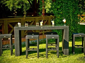 Ekskluzywny zestaw barowy (wysoki stół + 6 hokerów) GENIALE czarny