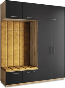 Masseno Garderoba REMA 200/240/60 cm Nowoczesna Szafa do Przedpokoju Dąb wotan, MONOLITH 48 (Żółty)