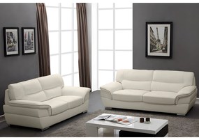 Komplet wypoczynkowy 3+2 ze skóry THIBAULT - Kość słoniowa