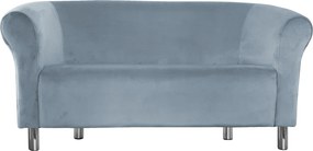 Sofa Milo tkanina Welur wygodna sofa tapicerowana do salonu i poczekalni : Kolor nogi - Chrom, Kolor tkaniny - VELVET - BL06, Typ tkaniny - Velvet, Wysokość nogi - 15 cm