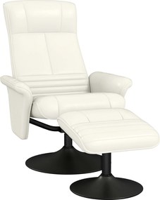 HOMCOM Fotel Relaksacyjny z Podnóżkiem, Obrotowy, Ergonomiczny, w Mikrofibrze, do 150 kg, Kremowobiały