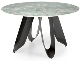 Stół okrągły GIOVANI 135x135 zielony marmur/czarny HALMAR