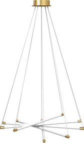 HOMCOM Lampa sufitowa LED, 50W, 5 regulowanych rur świetlnych, regulowana, lampa sufitowa do salonu, jadalni, kuchni, Złoty+Biały