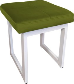 Taboret SOLID tkanina Welur stelaż metalowy STOŁEK LOFT : Kolor Stelaża - Biały, Kolor tkaniny - VELVET - BL75, Typ tkaniny - Velvet, Wysokość - 45 cm