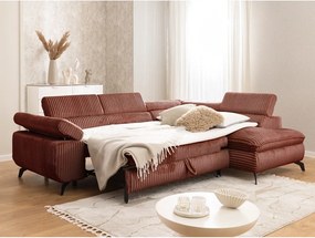 Sztruksowy narożnik w kolorze terakoty (prawostronny/w kształcie litery L) Marbeya – Ropez