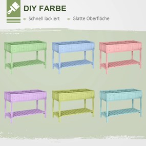 Outsunny Stół Ogrodowy do Sadzenia Drewno Jodłowe 6 Przegródek z Odpływem Półka Naturalny 120x60x81cm | Aosom PL