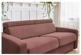 Różowa sztruksowa rozkładana sofa 215 cm Monaco – Bobochic Paris