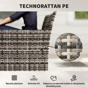 Outsunny 2-osobowa sofa rattanowa na taras z poduszką, antypoślizgowe maty, stalowa rama, jasnoszara | Aosom PL