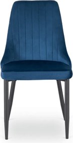 Krzesło Tapicerowane do Jadalni BARI Granatowe Welurowe Nowoczesne Loft