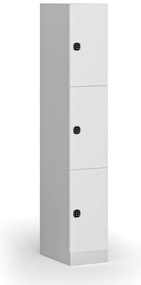 Szafka skrytkowa, 3 schowki, 1850 x 300 x 500 mm, demontaż, zamek kodowy, drzwi laminowane, biała