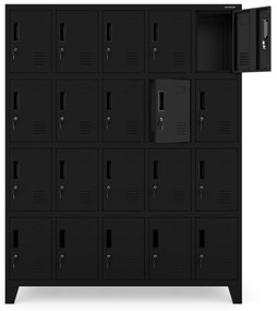 Szafa skrytkowa socjalna BHP czarna: ROBERT 1360 x 1720 x 450 mm