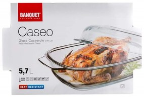 Banquet Szklane naczynie do zapiekania z pokrywką CASEO 5,7 l, kwadrat