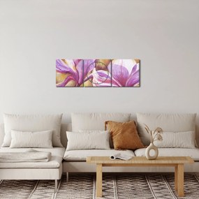 Obraz - Kwiaty magnolii (z zegarem) (90x30 cm)