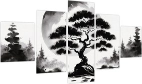 Obraz – Czarno-biały bonsai (125x70 cm)
